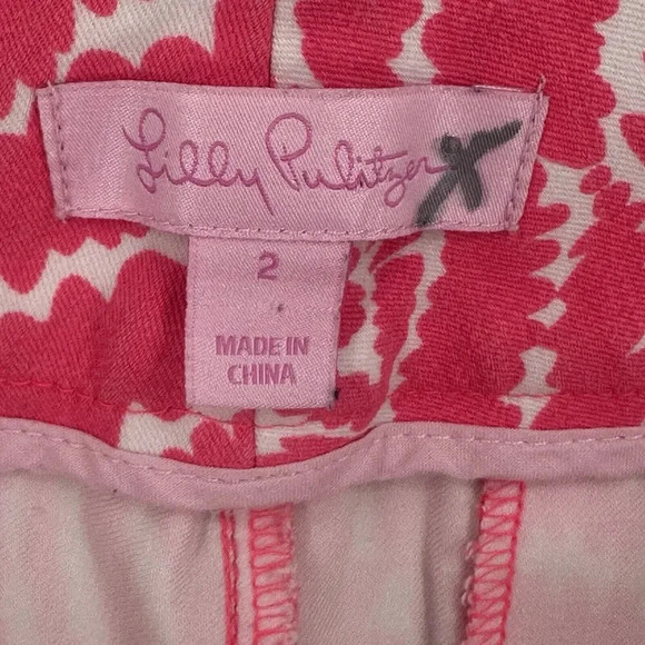 Lilly Pulitzer Cotton Blend Pink Zebra Print Barbie Capri Pants Womens Size 2 - Picture 5 of 13